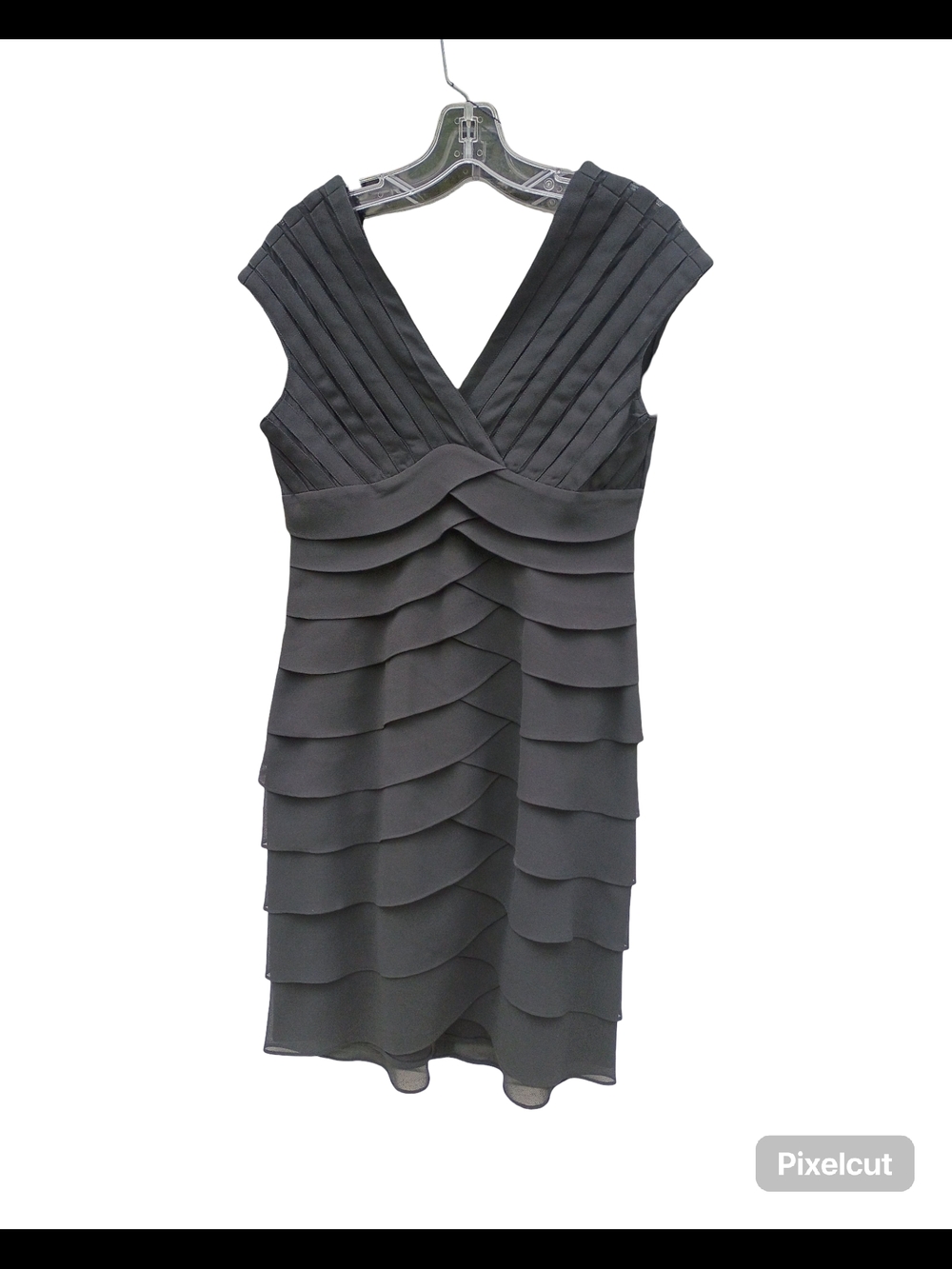 Vintage Scarlett Nite Pleated V-Neck Tiered Midi Dress